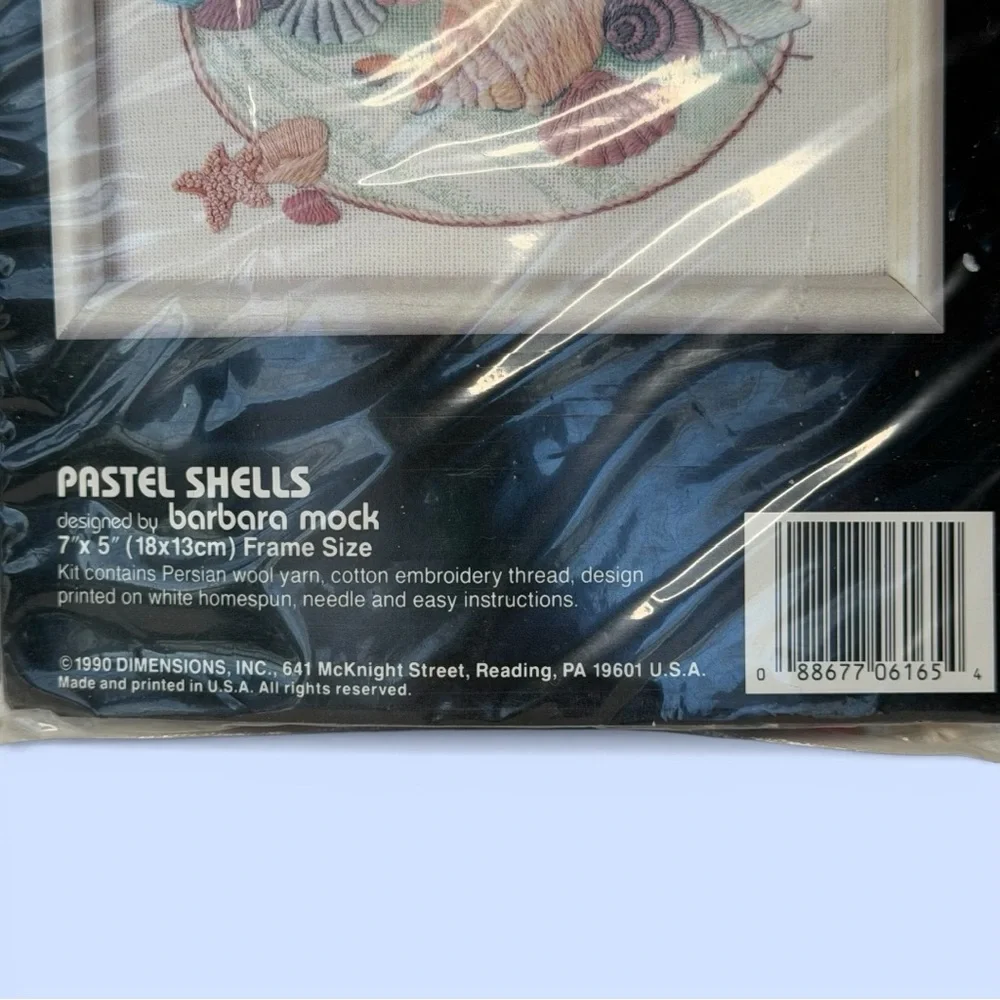 Dimensions Pastel Shells Crewel Embroidery Kit‎ #6165 NOS 1990 Sealed